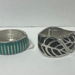2 New York & Company Bracelets - teal/Silver - Black/Silver Spring Close- 1 NWT